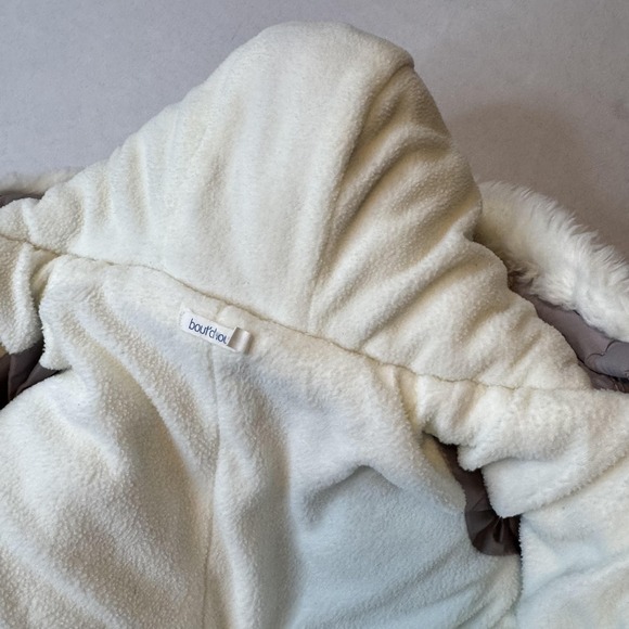 Bout'chou Snowsuit Baby 3 Months Taupe Hooded Fleece Lined Bunting Suit - Picture 9 of 10